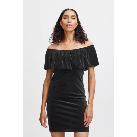 NEW - B.Young black velvet off the shoulder dress. Size medium - Picture 1 of 6